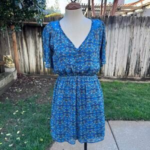 Xhilaration Dress Blue Lace Floral Paisley Bat Wing Women's Size Small